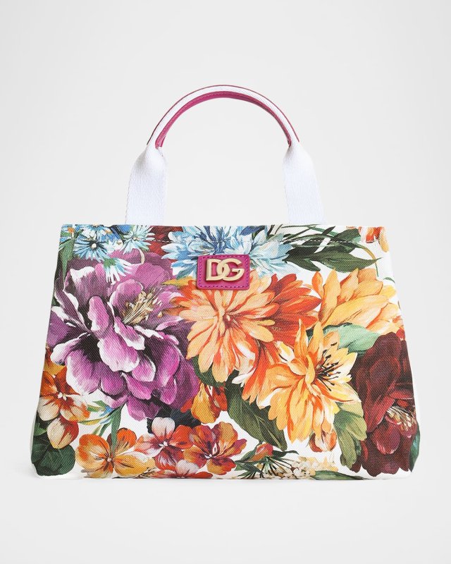 Kid's Floral Canvas Tote Bag